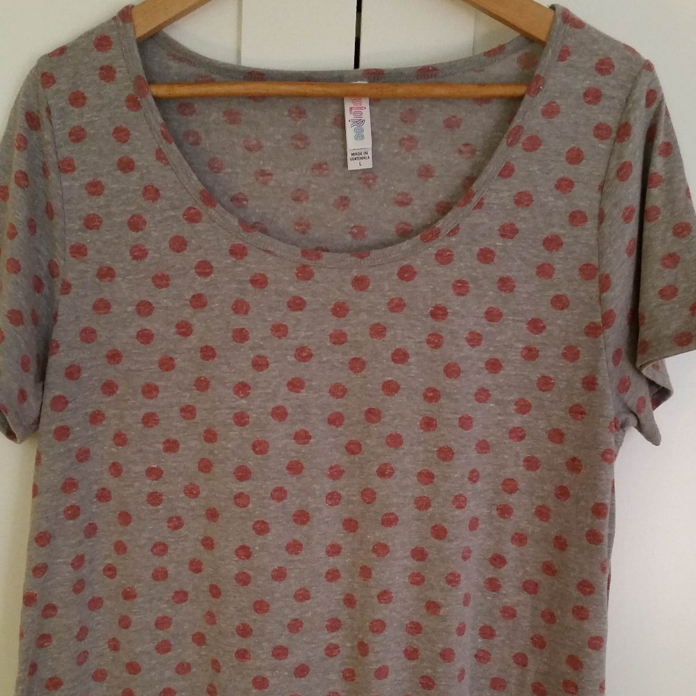 LuLaRoe Classic T size Large pink dots heathered